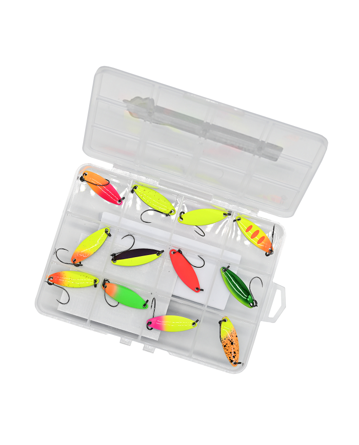 Zestaw 12x Błystka Wahadłowa GERMINA Trout Spoon 3.5g + Pudełko