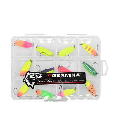 Zestaw 12x Błystka Wahadłowa GERMINA Trout Spoon 3.5g + Pudełko