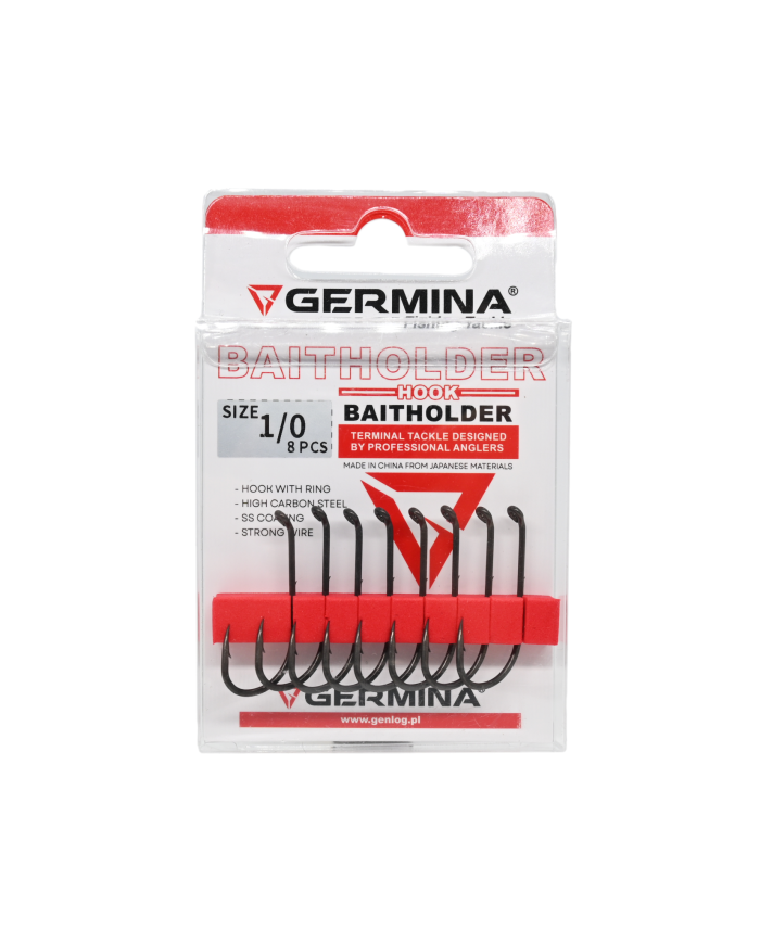 Haczyki GERMINA Baitholder roz. 1/0 - op. 8 szt. Haczyki GERMINA Baitholder roz. 1/0 - op. 8 szt.