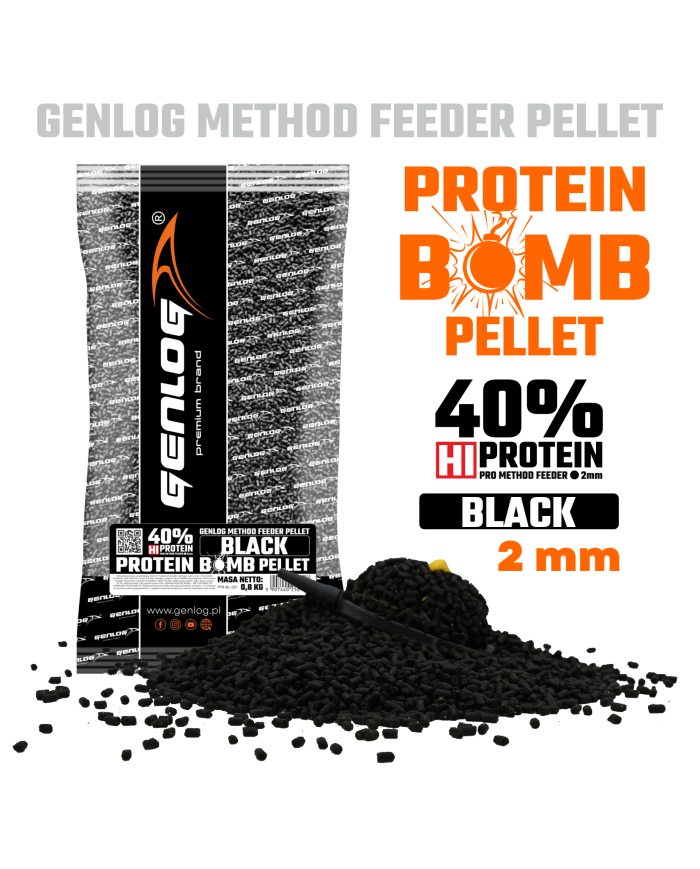 Pellet GENLOG Protein Bomb Black 2mm 800g Pellet GENLOG Protein Bomb Black 2mm 800g