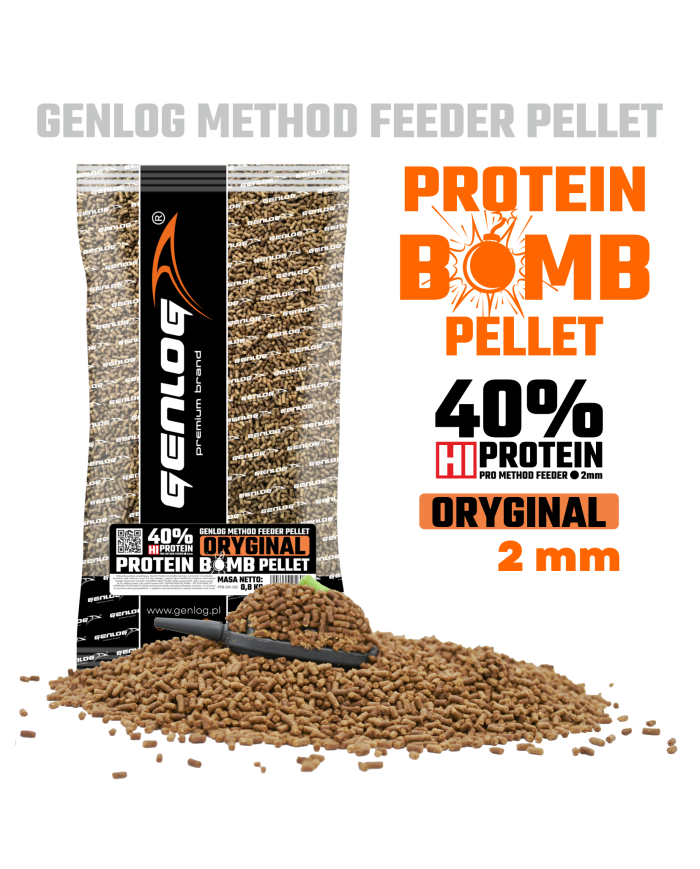 Pellet GENLOG Protein Bomb Oryginal 2mm 800g Pellet GENLOG Protein Bomb Oryginal 2mm 800g