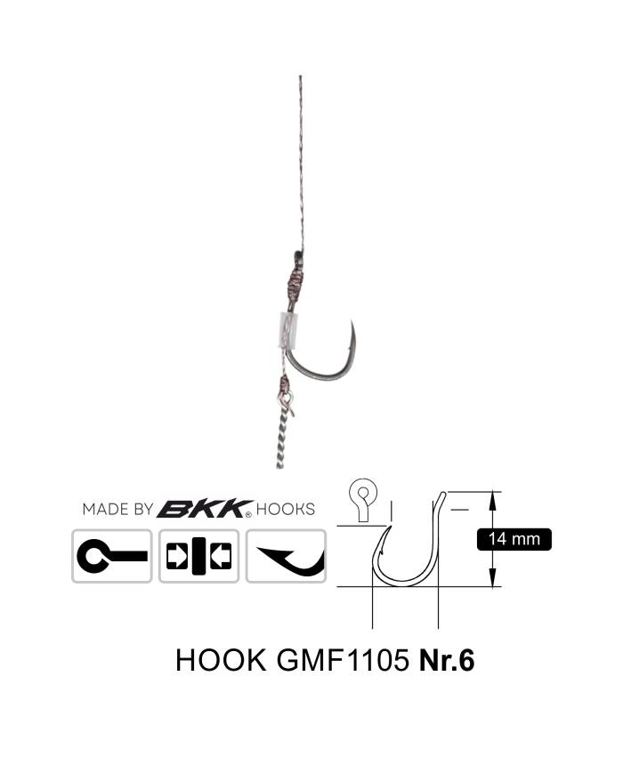 Przypony Method Feeder Rig z Bagnetem GENLOG hak 6 plecionka 0,16mm 10cm