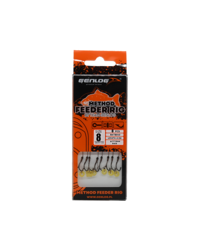 Przypony Method Feeder Rig z Gumką GENLOG hak 8 plecionka 0,14mm 8cm Przypony Method Feeder Rig z Gumką GENLOG hak 8 plecionka 0,14mm 8cm