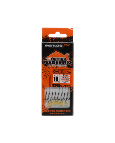 Przypony Method Feeder Rig z Gumką GENLOG hak 10 plecionka 0,12mm 8cm Przypony Method Feeder Rig z Gumką GENLOG hak 10 plecionka 0,12mm 8cm