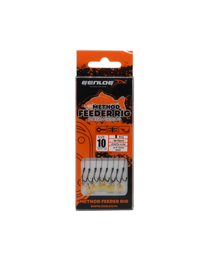 Przypony Method Feeder Rig z Gumką GENLOG hak 10 plecionka 0,12mm 8cm