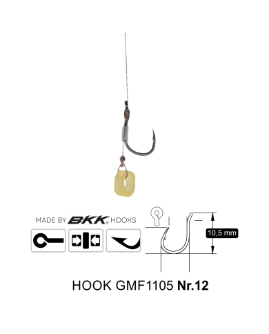 Przypony Method Feeder Rig z Gumką GENLOG hak 12 plecionka 0,12mm 8cm Przypony Method Feeder Rig z Gumką GENLOG hak 12 plecionka 0,12mm 8cm