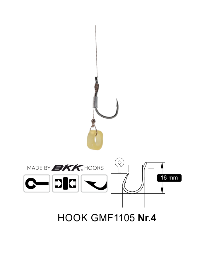 Przypony Method Feeder Rig z Gumką GENLOG hak 4 plecionka 0,16mm 10cm