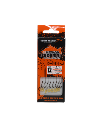 Przypony Method Feeder Rig z Gumką GENLOG hak 12 plecionka 0,12mm 10cm Przypony Method Feeder Rig z Gumką GENLOG hak 12 plecionka 0,12mm 10cm
