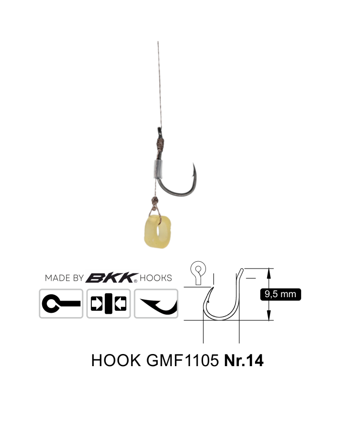 Przypony Method Feeder Rig z Gumką GENLOG hak 14 plecionka 0,10mm 10cm