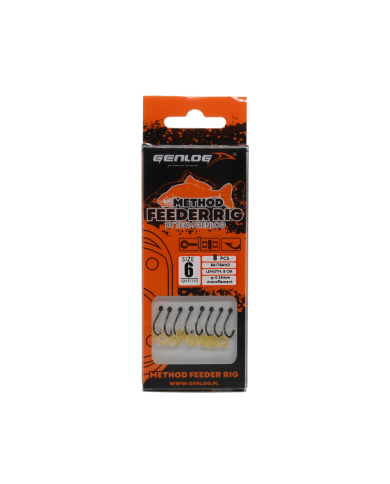 Przypony Method Feeder Rig z Gumką GENLOG hak 6 żyłka 0,28mm 8cm Przypony Method Feeder Rig z Gumką GENLOG hak 6 żyłka 0,28mm 8cm