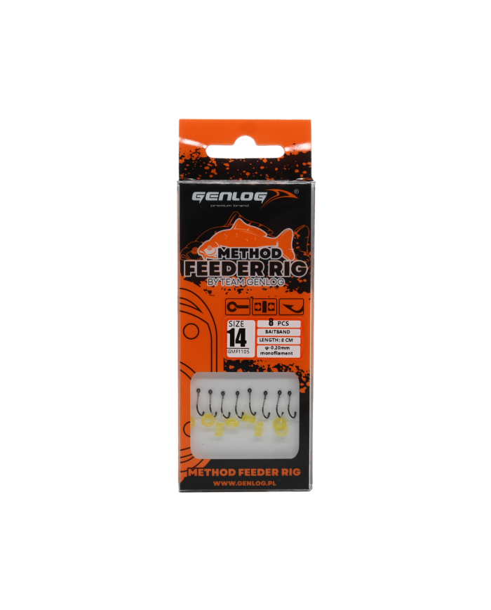 Przypony Method Feeder Rig z Gumką GENLOG hak 14 żyłka 0,20mm 8cm
