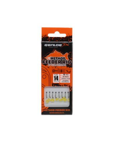 Przypony Method Feeder Rig z Gumką GENLOG hak 14 żyłka 0,20mm 10cm
