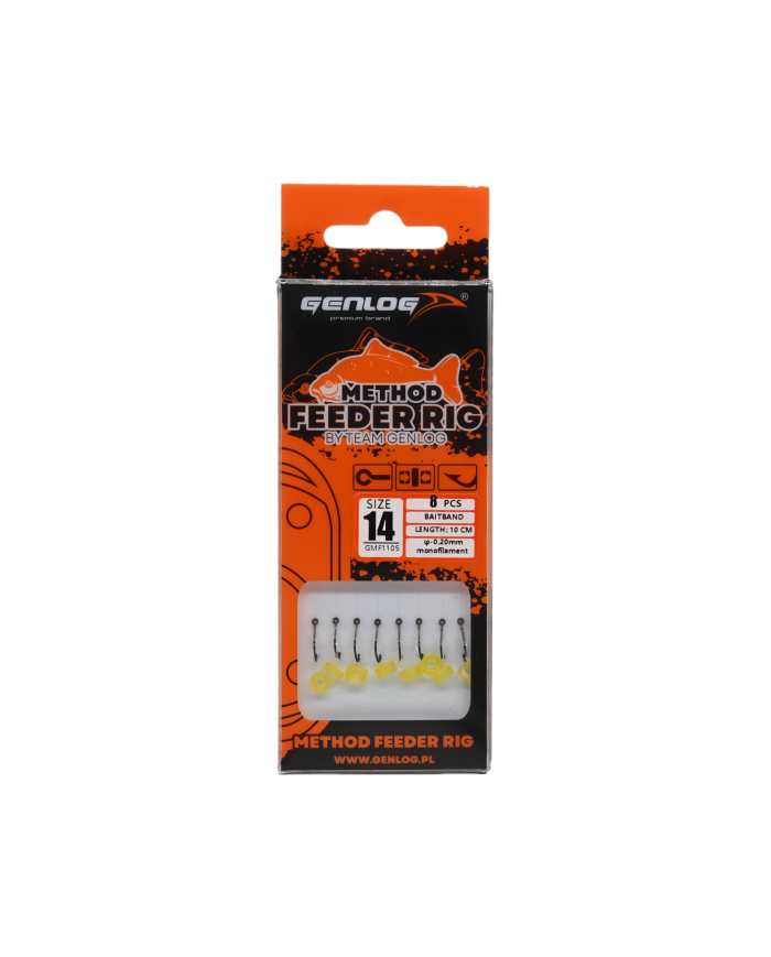 Przypony Method Feeder Rig z Gumką GENLOG hak 14 żyłka 0,20mm 10cm