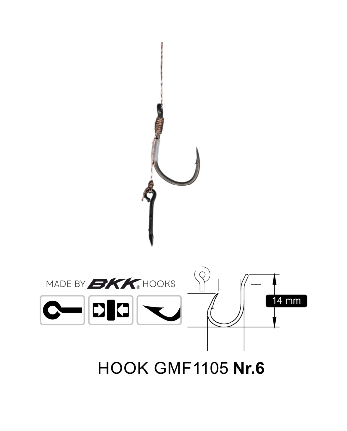 Przypony Method Feeder Rig z Igłą GENLOG hak 6 plecionka 0,16mm 8cm
