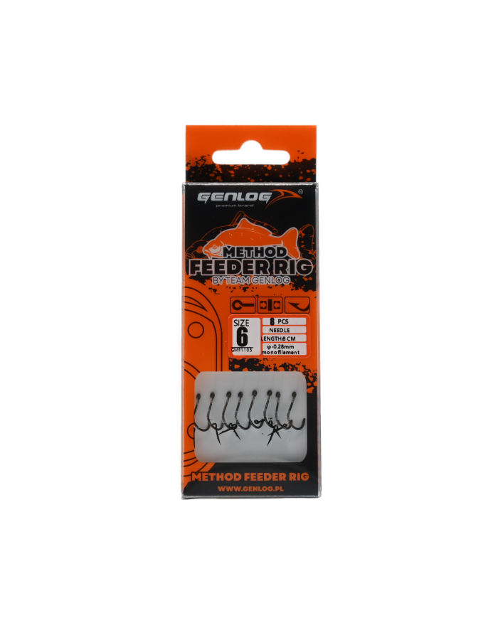Przypony Method Feeder Rig z Igłą GENLOG hak 6 żyłka 0,28mm 8cm