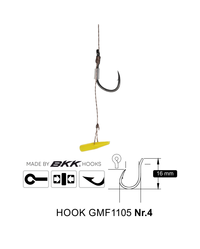 Przypony Method Feeder Rig z Push Stopem GENLOG hak 4 plecionka 0,16mm 8cm