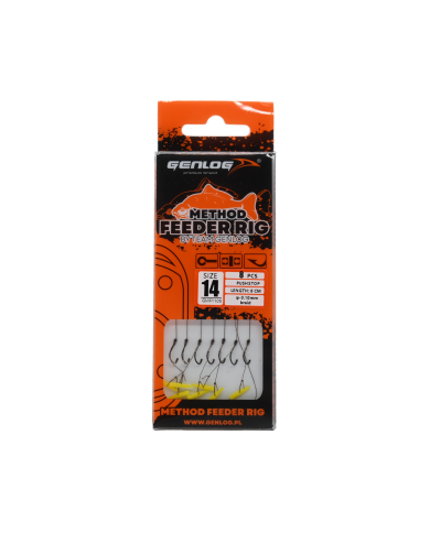 Przypony Method Feeder Rig z Push Stopem GENLOG hak 14 plecionka 0,10mm 8cm