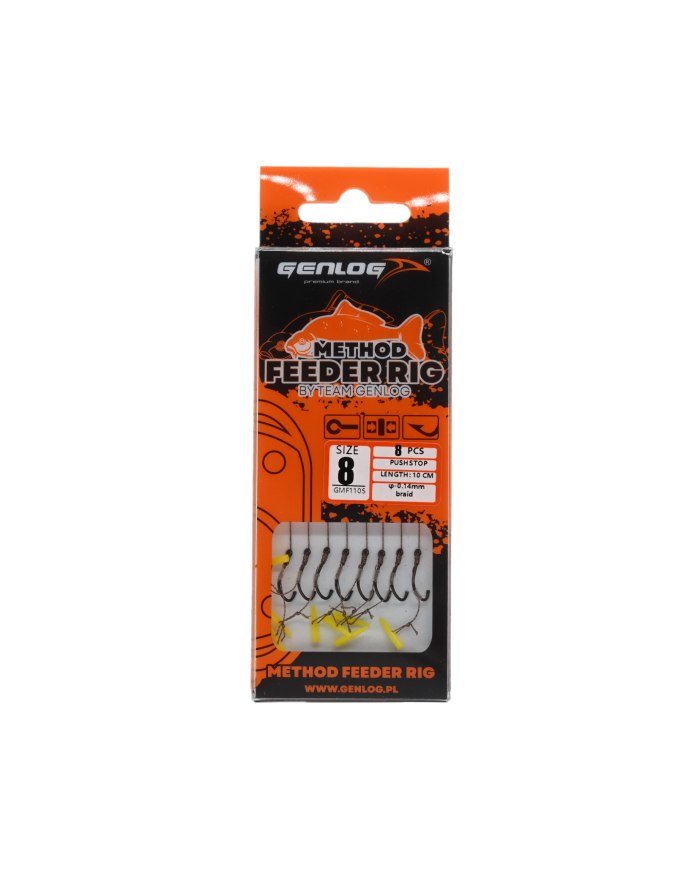 Przypony Method Feeder Rig z Push Stopem GENLOG hak 8 plecionka 0,14mm 10cm Przypony Method Feeder Rig z Push Stopem GENLOG hak 8 plecionka 0,14mm 10cm