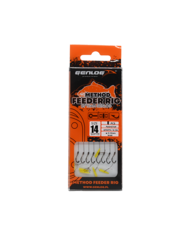 Przypony Method Feeder Rig z Push Stopem GENLOG hak 14 plecionka 0,10mm 10cm