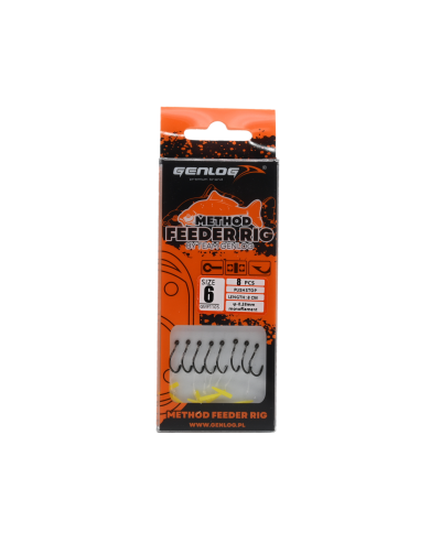 Przypony Method Feeder Rig z Push Stopem GENLOG hak 6 żyłka 0,28mm 8cm Przypony Method Feeder Rig z Push Stopem GENLOG hak 6 żyłka 0,28mm 8cm