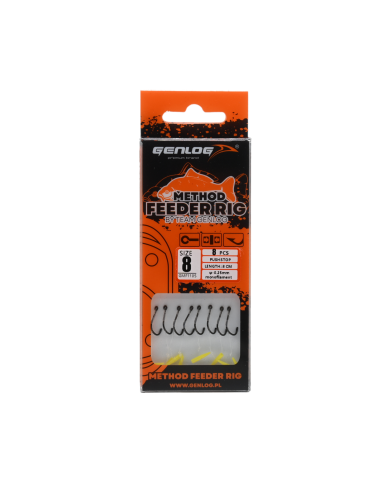 Przypony Method Feeder Rig z Push Stopem GENLOG hak 8 żyłka 0,25mm 8cm Przypony Method Feeder Rig z Push Stopem GENLOG hak 8 żyłka 0,25mm 8cm