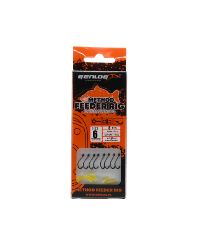 Przypony Method Feeder Rig z Push Stopem GENLOG hak 6 żyłka 0,28mm 10cm Przypony Method Feeder Rig z Push Stopem GENLOG hak 6 żyłka 0,28mm 10cm