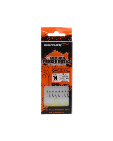 Przypony Method Feeder Rig z Push Stopem GENLOG hak 14 żyłka 0,20mm 10cm Przypony Method Feeder Rig z Push Stopem GENLOG hak 14 żyłka 0,20mm 10cm