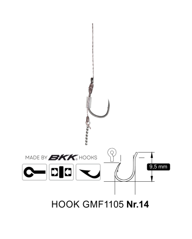 Przypony Method Feeder Rig z Bagnetem GENLOG hak 14 plecionka 0,10mm 8cm
