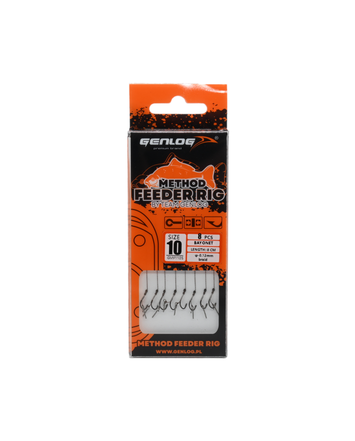 Przypony Method Feeder Rig z Bagnetem GENLOG hak 10 plecionka 0,12mm 8cm