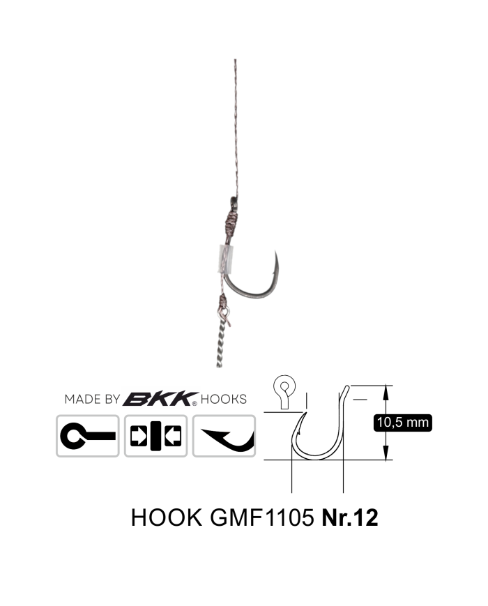 Przypony Method Feeder Rig z Bagnetem GENLOG hak 12 plecionka 0,12mm 8cm