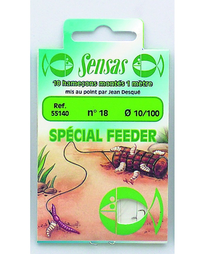 Przypony SENSAS Feeder Hak nr 18 żyłka 0.14mm/100cm - 10 szt.