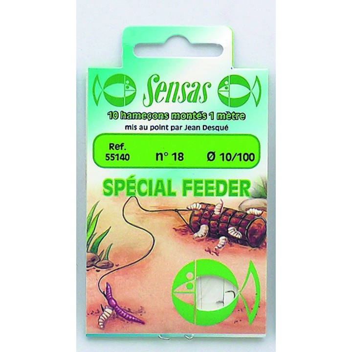 Przypony SENSAS Feeder Hak nr 10 żyłka 0.16mm/100cm - 10 szt.
