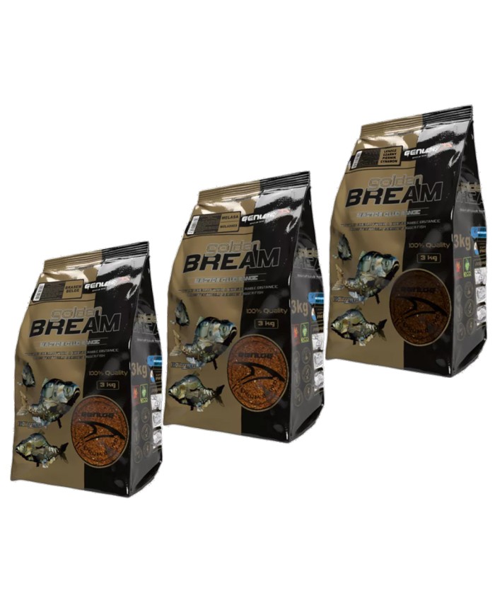 Zestaw zanęt GENLOG Golden Bream 3x3kg: Melasa, Brasem Belge, Leszcz Czarny Piernik/Cynamon Zestaw zanęt GENLOG Golden Bream 3x3kg: Melasa, Brasem Belge, Leszcz Czarny Piernik/Cynamon