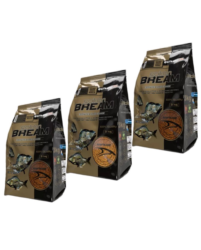 Zestaw zanęt GENLOG Golden Bream 3x3kg: Brasem Belge, Leszcz Wanilia, Leszcz Rzeka Zestaw zanęt GENLOG Golden Bream 3x3kg: Brasem Belge, Leszcz Wanilia, Leszcz Rzeka