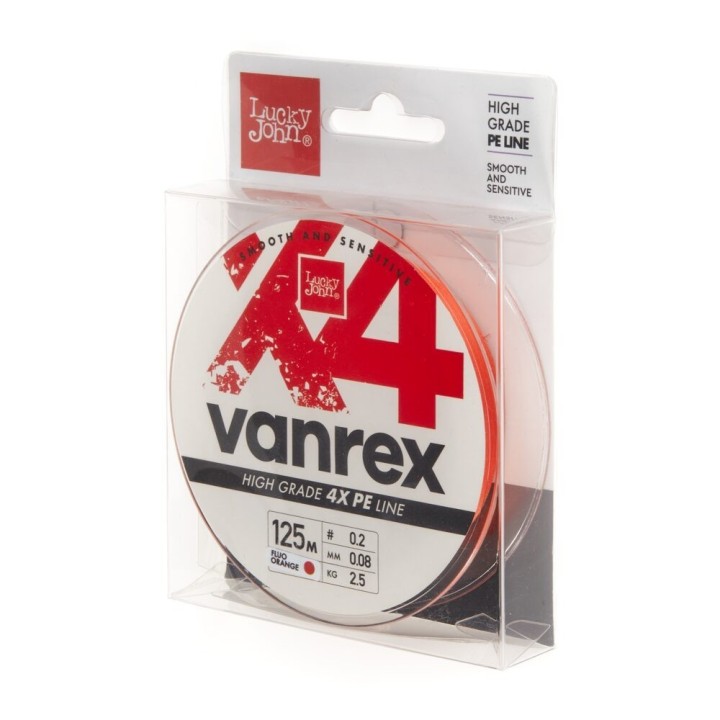 Plecionka Lucky John Vanrex X4 Braid Fluo Orange 125m 0.08mm