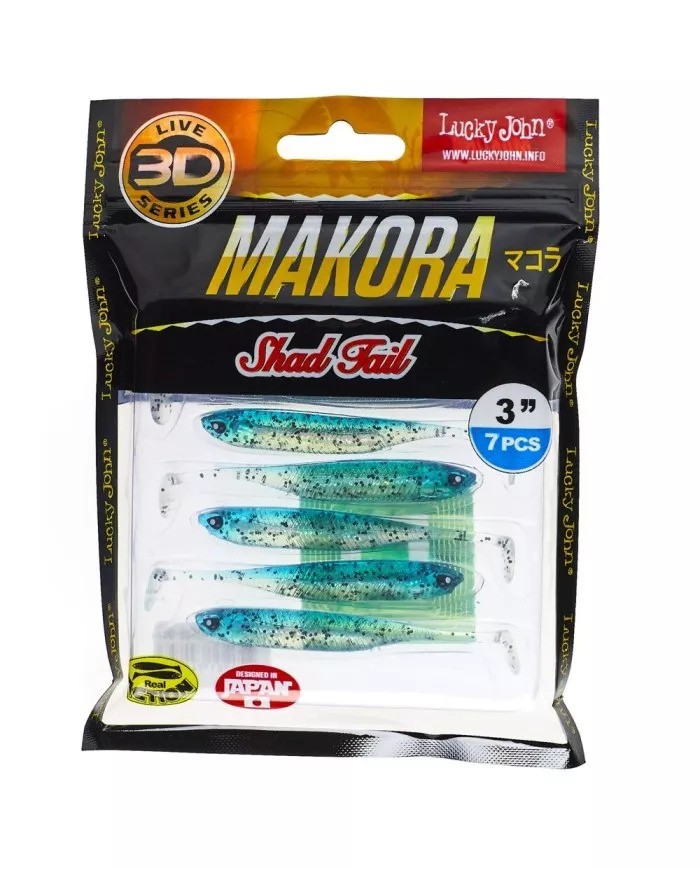 Guma LUCKY JOHN Makora 3D Shad Tail 3" 7.6cm - X02 - op. 7 szt.