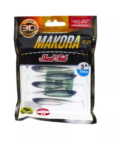 Guma LUCKY JOHN Makora 3D Shad Tail 3" 7.6cm - X01 - op. 7 szt.