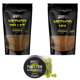Zestaw FEEDER BAIT Epidemia Method Mix + Pellet 2mm + Twister Mini Ślimak 10/7mm