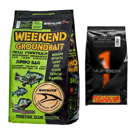 Zestaw GENLOG Zanęta Weekend Wody Płynące 5kg + Pieczywo Fluo Grube Mix 300g