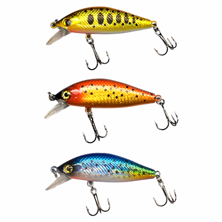 Zestaw 3x Wobler GERMINA Micro Fish 4.5 cm Okoń Pstrag Jaź Kleń 0,2-1m