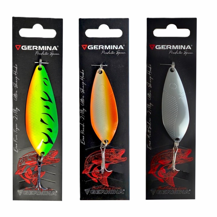 Zestaw 3x Błystka Blacha Wahadłowa GERMINA ESOX 18g Szczupak Sandacz Sum Boleń
