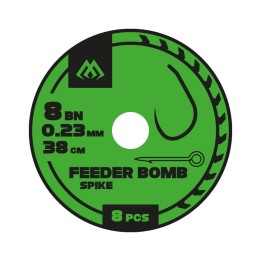 Przypony MIKADO Feeder Bomb z Igłą - hak 14 żyłka 0.18mm/38cm - op. 8 szt.