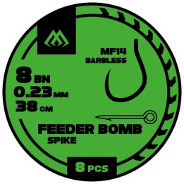 Przypony MIKADO Feeder Bomb MF14 z Igłą - hak 8 żyłka 0.23mm/38cm - op. 8 szt.