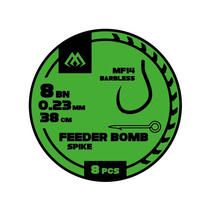Przypony MIKADO Feeder Bomb MF14 z Igłą - hak 12 żyłka 0.20mm/38cm - op. 8 szt.