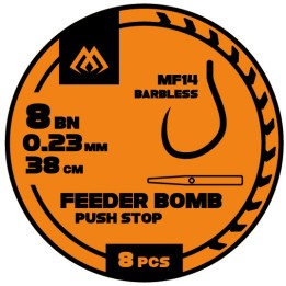 Przypony MIKADO Feeder Bomb MF14 Push Stop Hak 12 0.20mm/38cm - op. 8 szt.