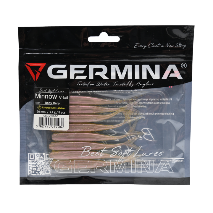 Guma Jaskółka GERMINA SL Minnow V-tail 9 cm Baby Carp - op. 8 szt.