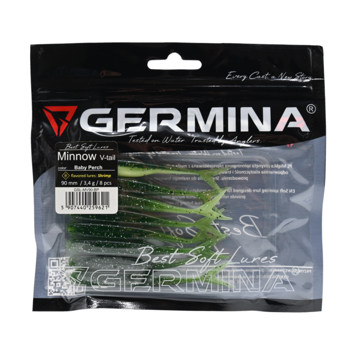 Guma Jaskółka GERMINA SL Minnow V-tail 9 cm Baby Perch - op. 8 szt.
