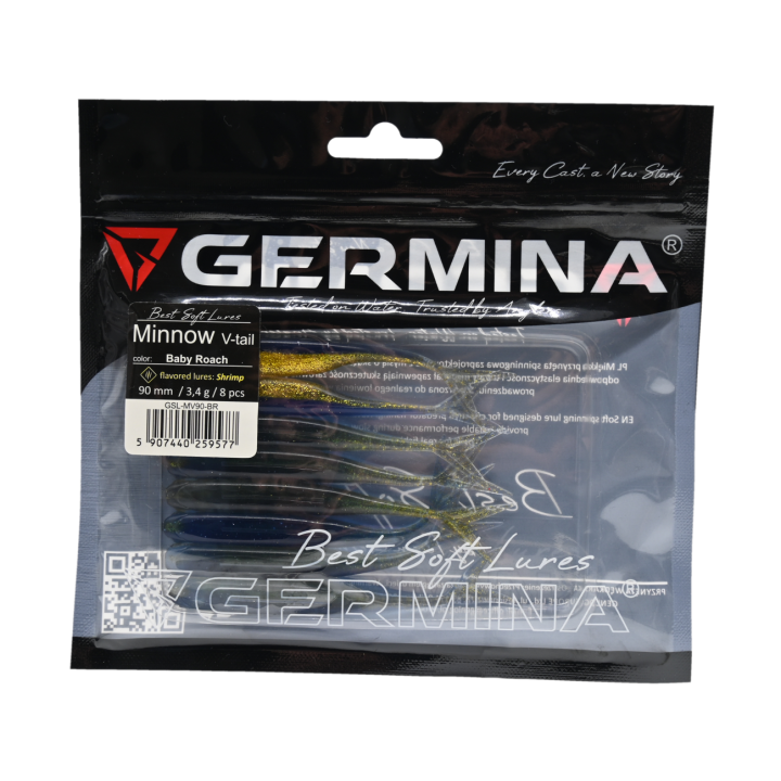 Guma Jaskółka GERMINA SL Minnow V-tail 9 cm Baby Roach - op. 8 szt.