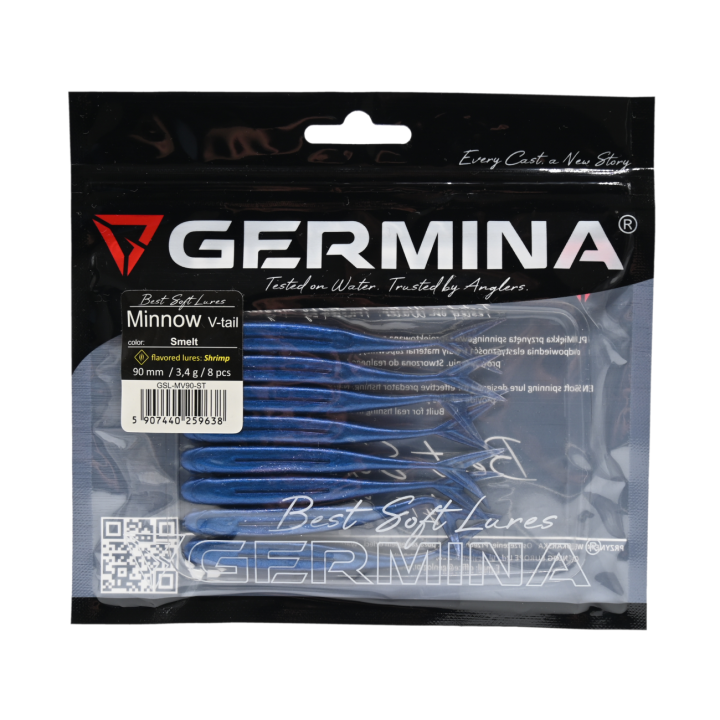 Guma Jaskółka GERMINA SL Minnow V-tail 9 cm Smelt - op. 8 szt.