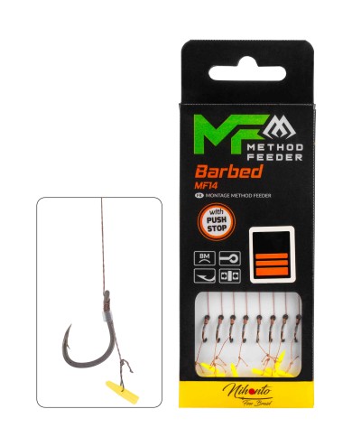 Przypony MIKADO MF14 Push Stop Hak nr 6 Plecionka 0.16mm/10cm - op. 8 szt.